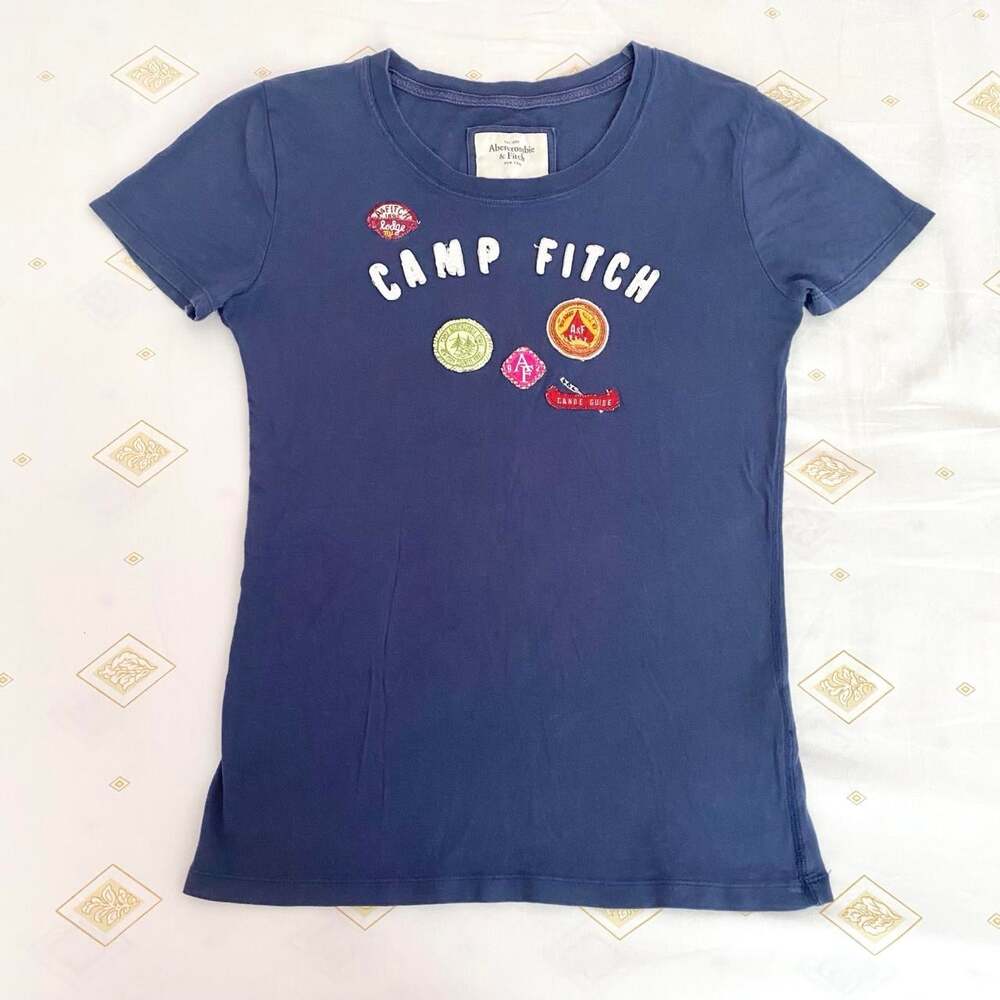 2000s abercrombie & fitch navy blue baby tee - Picture 2 of 5